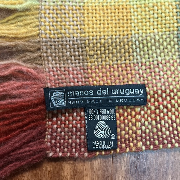 Vintage Manos Del Uruguay Orange, Green & Yellow Handmade Wool Scarf - Picture 2 of 4